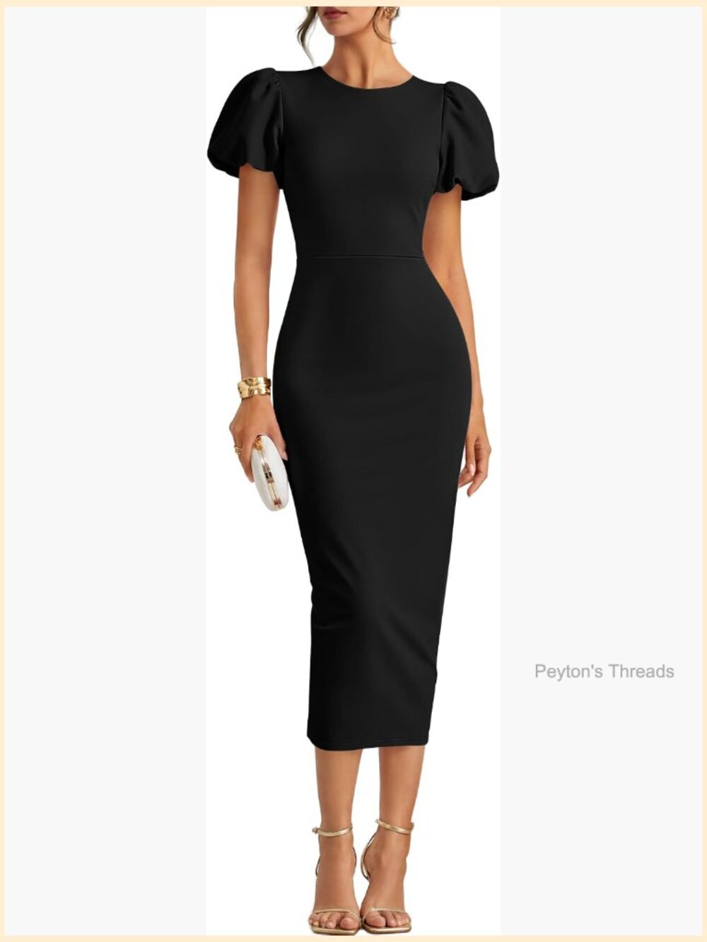 Women's Short Sleeve Bodycon Midi Dress Formal Wedding Guest Cocktail Party